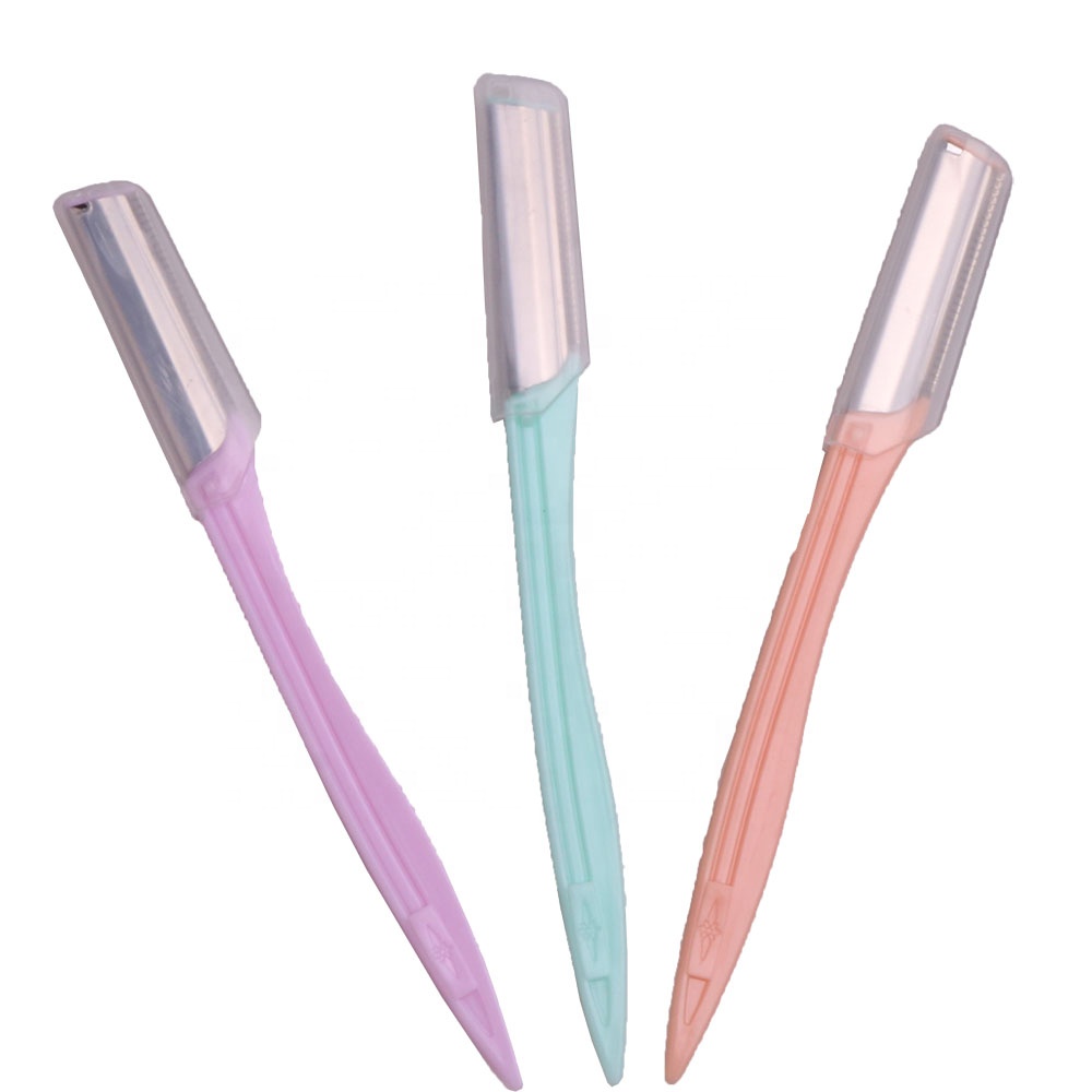 3 PCS Plastics Handle Eyebrow Razor Trimmer Shaper Shaver with Razor for Eyebrow Shaping