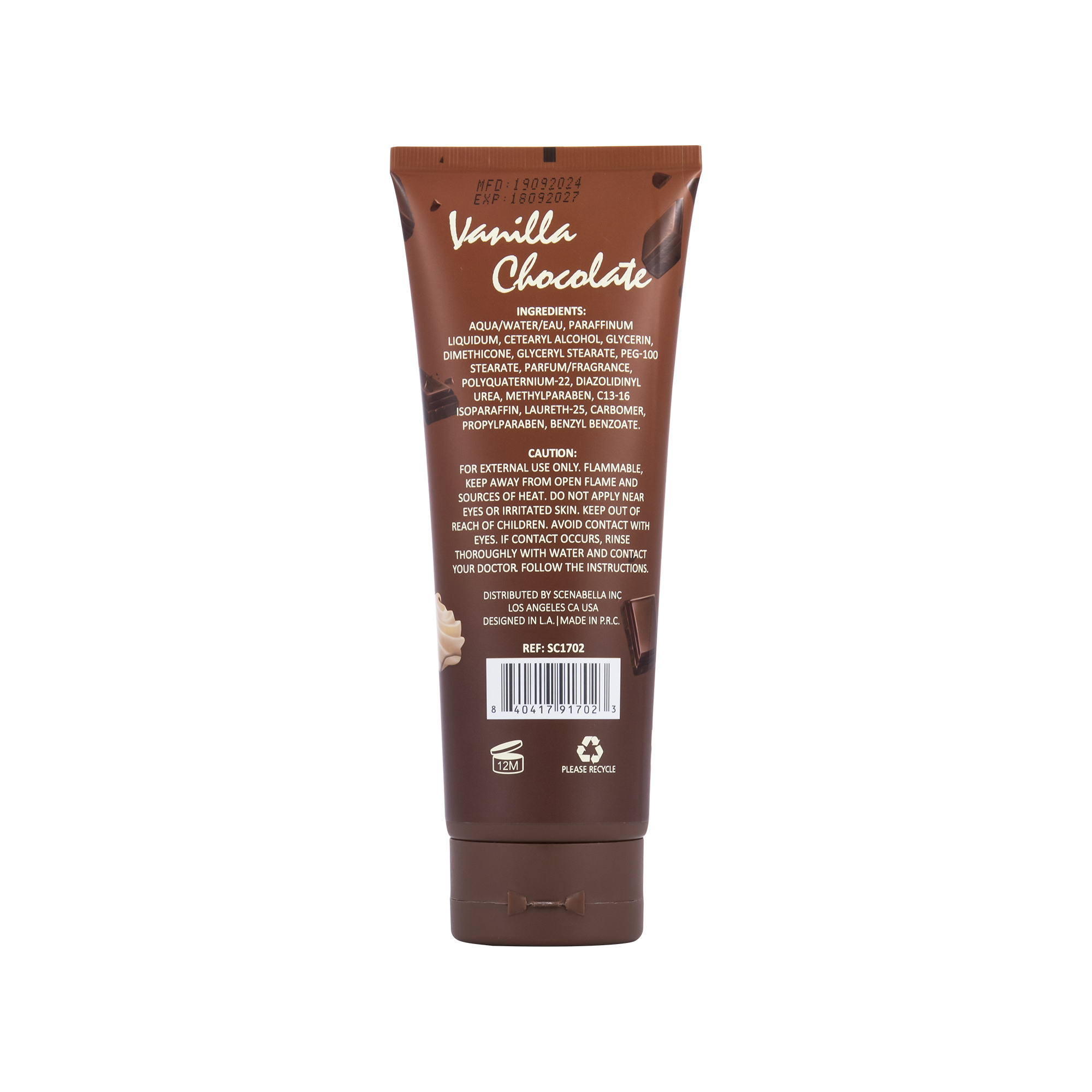 Scenabella Lotion parfumée. Lait de corps gourmand aux vanilla chocolat . 236ml